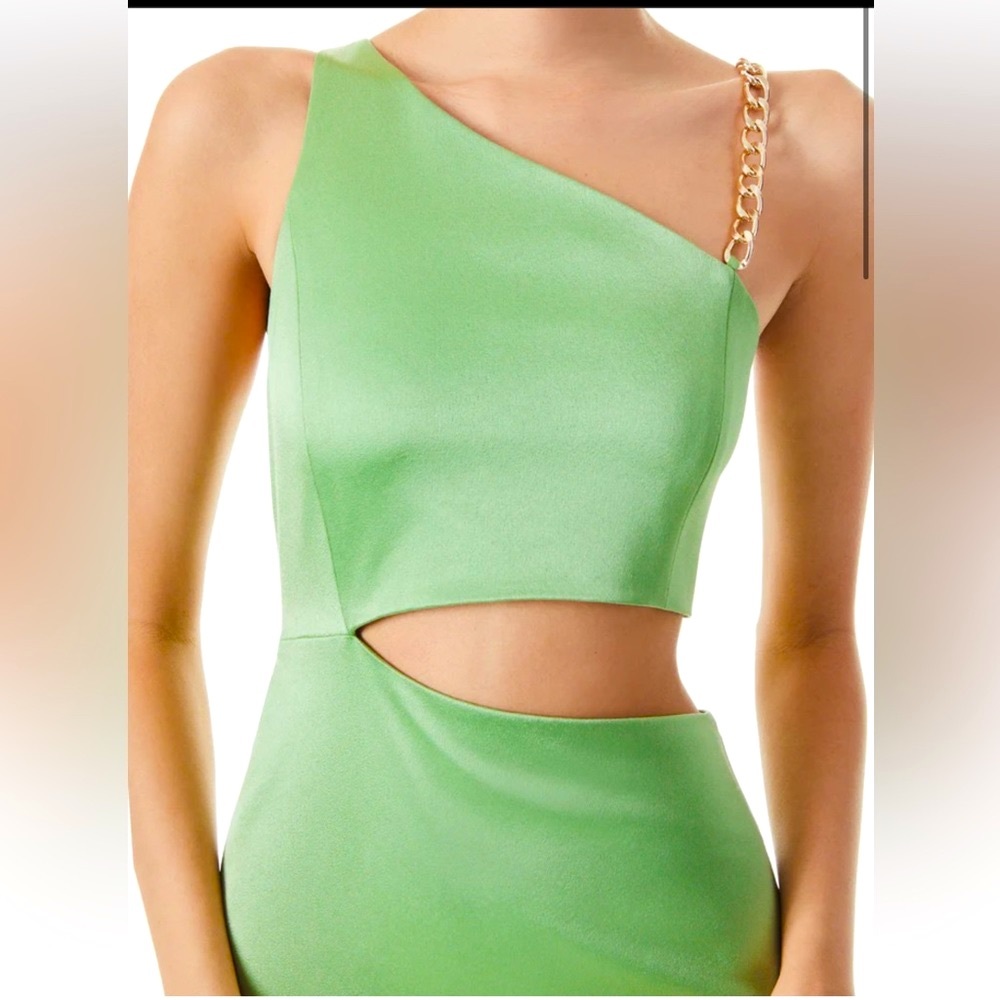 ALICE + OLIVIA - KAROLINE CHAIN STRAP CUTOUT MINI DRESS in SEAFOAM COLOR—NWT